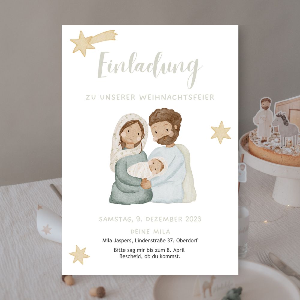 Einladung Weihnachten Krippe